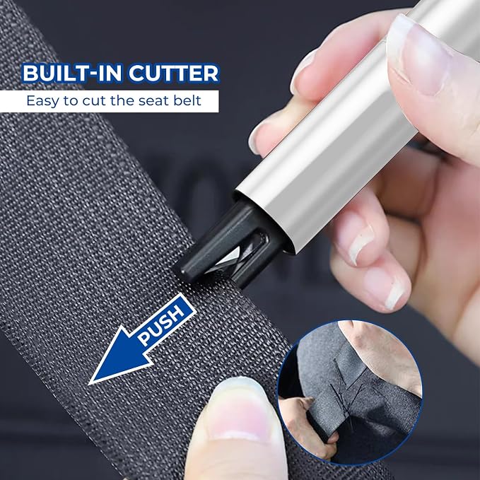 2 Pack Car Safety Hammer Car Window Breaker Seatbelt Cutter Emergency Escape Tool Car Glass Breaker for Land and Underwater Life-Saving Car Safety Kit Essentials Car Accessories (Black+Silver)