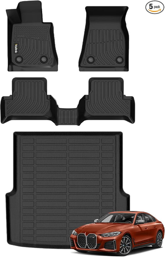 Wailtnb-All Weather Floor Mats for BMW i4 2022-2025 2026 Liners for 2022 2023 2024 2025 eDrive35 | eDrive40 | xDrive40 | M50 Custom Fit BMW i4 2022-2025 Waterproof Durable Easy to Clean Accessories