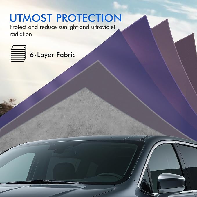 Car Cover Waterproof All Weather, 6 Layers Outdoor Full Exterior Cover Rain Sun UV Snowproof Protection with Zipper Cotton, Mirror Pocket for Chrysler Voyager