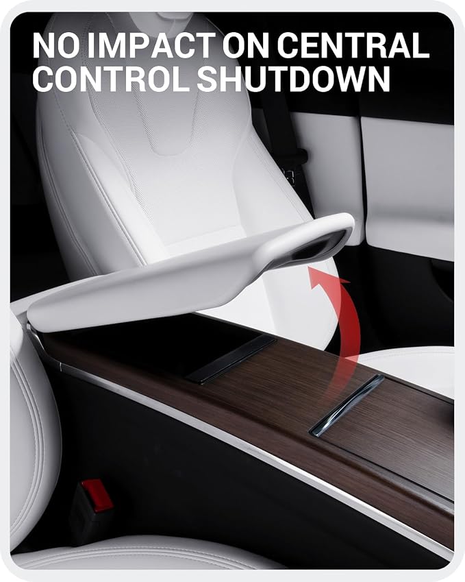 BASENOR Upgraded Tesla Model S Model X Center Console Cover Non-Slip TPE Armrest Cover [No Logo] Protector Armrest [Proprietary Design] 2021-2026 Tesla Interior Accessories White