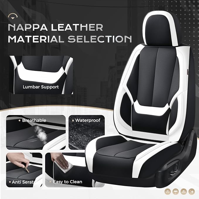 Coverado Car Seat Covers, Seat Covers for Cars, Waterproof Leather Auto Seat Protectors, Leather Car Seat Cushion, Car Interiors Accessories Universal Fit for Most Cars