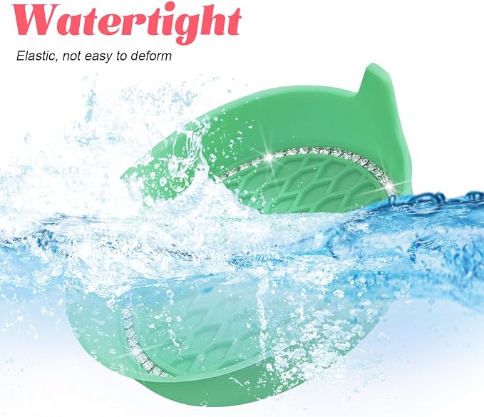 4PCS Bling Car Cup Holder Coaster, Crystal Rhinestone Insert Dustproof Non-Slip Drink Cup Mat, Diamond Shockproof Auto Interior Water Bottle Pad Cushion Coaster, Universal Fit (Mint Green)