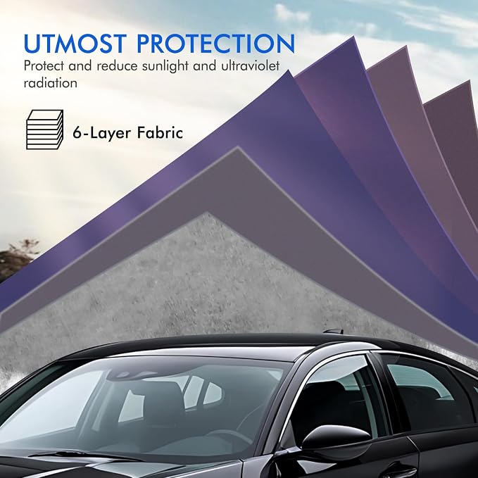 Car Cover Waterproof All Weather, 6 Layers Outdoor Full Exterior Cover Rain Sun UV Snowproof Protection with Zipper Cotton, Mirror Pocket for Honda Accord