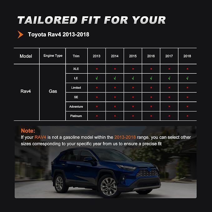 AOMSAZTO Custom Fit RAV4 Seat Covers for Toyota RAV4 LE 2013 2014 2015 2016 2017 2018 (NOT for Hybrid) - Full Set Faux Leather (Black)