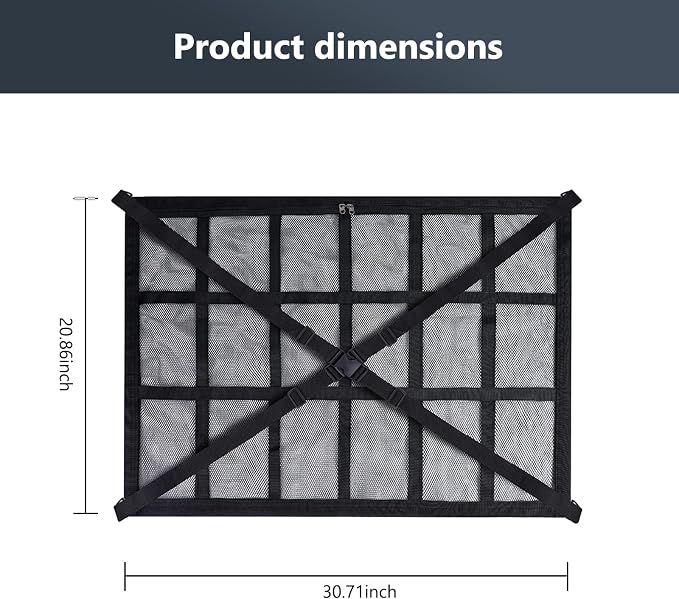 35.5 "x25.6 Car Ceiling Storage Organizer for SUV & Sedan - Heavy-Duty Overhead Mesh Net with Dual Zippers, Universal Auto Roof Storage Bag for Travel, Camping, Road Trips （Black2#）