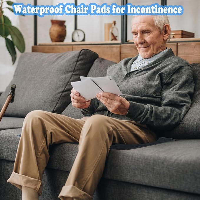 Waterproof Chair Pads for Incontinence, 4 Pack Washable Seat Protector Pads 20"x20", Absorbent Wheelchair Pad Covers, Reusable Incontinence Pads for Adults Elderly Kids & Pets, Black
