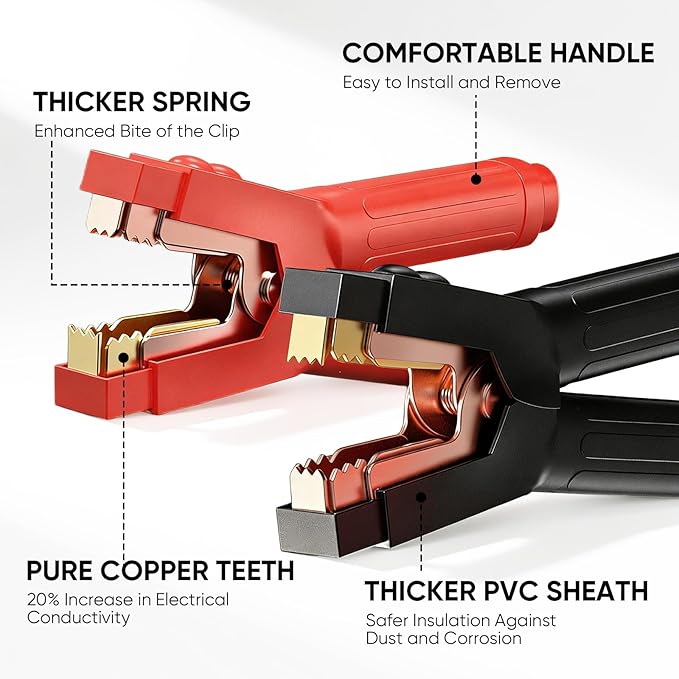 NOONE 2/0 Gauge 30 FT Heavy Duty Jumper Cables - 1500Amp Quick Connect Automotive Booster Jumper Cables for Car, SUV and Truck Battery - Jumper Cables Kit with Gloves, Goggles, Brushes in Carry Bag