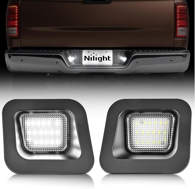 Nilight License Plate Lights Compatible with 2003 2004 2005 2006 2007 2008 2009 2010 2011 2012 2013 2014 2015 2016 2017 2018 Dodge Ram with Clear Lens Black housing 6000K White 2PCS Pack