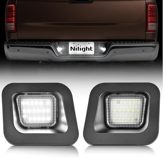 Nilight License Plate Lights Compatible with 2003 2004 2005 2006 2007 2008 2009 2010 2011 2012 2013 2014 2015 2016 2017 2018 Dodge Ram with Clear Lens Black housing 6000K White 2PCS Pack