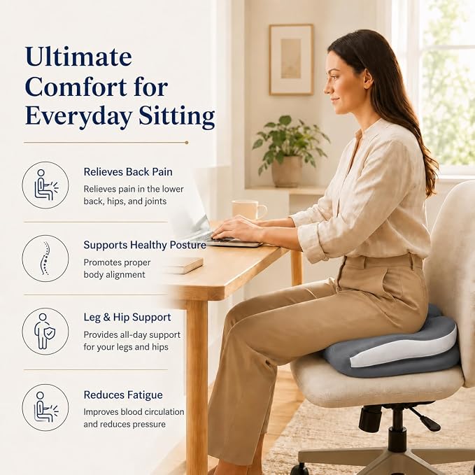 Seat Cushions for Office Chairs Wheelchair Cushion for Long Sitting Back Pain，Memory Foam Seat Car Computer Desk Chair Cushion，Coccyx Cushion for Tailbone Pain Relief Cushion Office Chair Butt Pillow | Suitable for prolonged sitting, relieves tailbone ...
