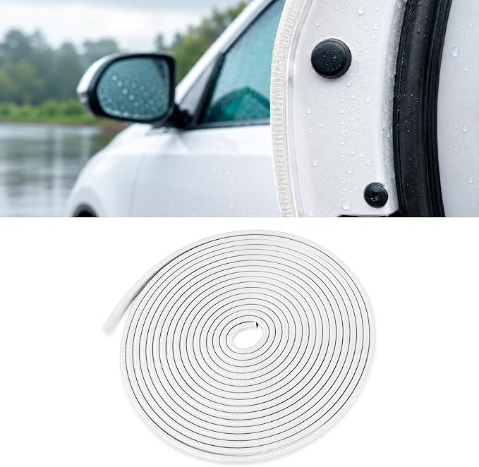 16.4 Ft Rubber Car Door Edge Guards, U Shape Edge Trim, White | Flexible profile, cut to fit, parking ding shield, push on setup, fits most sedans SUVs trucks, automotive accessories