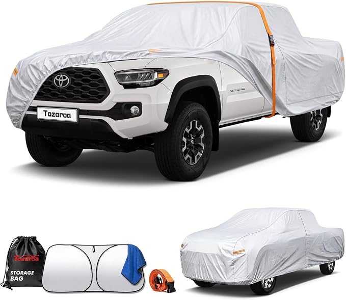 Truck Cover Waterproof All-Weather,Outdoor Full Exterior Pickup Covers Custom Fit for Nissan Frontier,Ford F150,Chevy C10,GMC Canyon Sierra 1500,Ram 1500 etc Size T1(See Size Chart)
