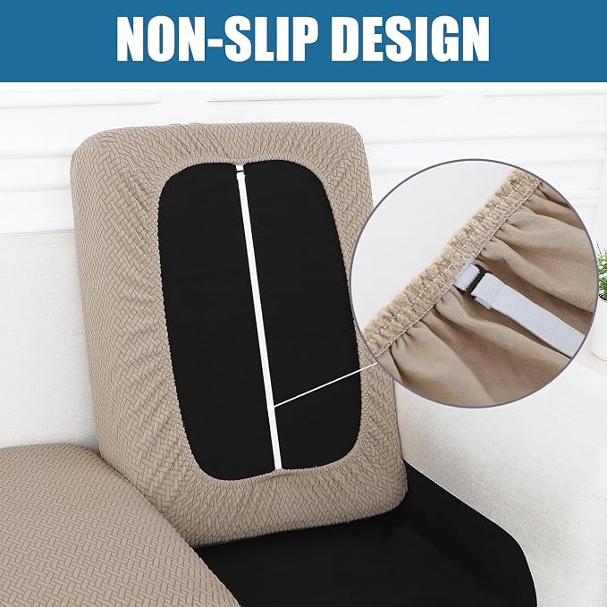 Smiry Waterproof Couch Cushion Covers, Stretch Jacquard Sectional Couch Covers, L Shape Chaise Lounge Sofa Slipcover, Washable Elastic Furniture Protector for Pets, Kid (XL-Chaise Cover, Camel)