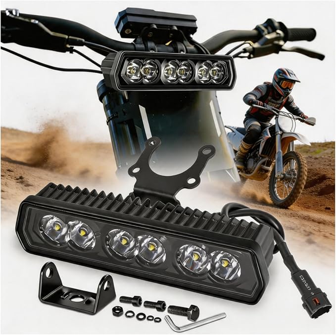 6 Inch Dirt Bike LED Light Bar Headlight Kit for Motorcycle Surron Off Road | LED Driving Light Bar Plug-Play 6" Single Row Spot Beam IP68 Waterproof Headlight Kit for CRF KX Surron Talaria E-Bike