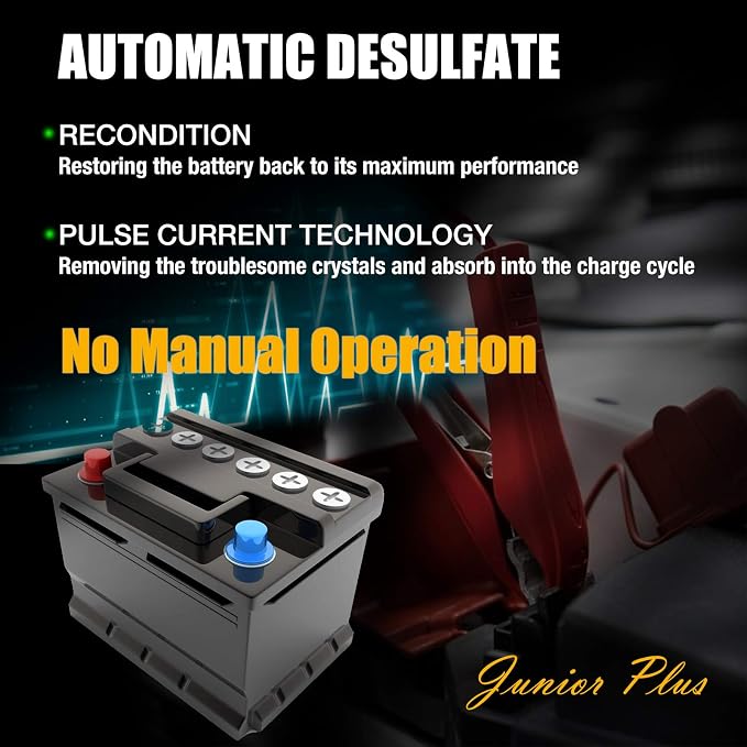 MOTOPOWER MP00205C 12V 800mA Automatic Battery Charger, Battery Maintainer, Trickle Charger, and Battery Desulfator