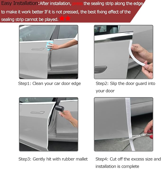 32Ft Car Door Edge Guards White, Universal Rubber U Shape Automotive Door Entry Guard, Edge Trim Fits for Sedans, Trucks, SUV, ATV, Boats