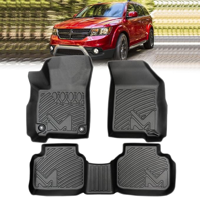 TPE Automotive Floor Mats Custom for 2011-2020 Dodge Journey, All Weather Cover Protection Waterproof Black Floor Liner Front & Rear Row Full Set Car Mats, 3PCS
