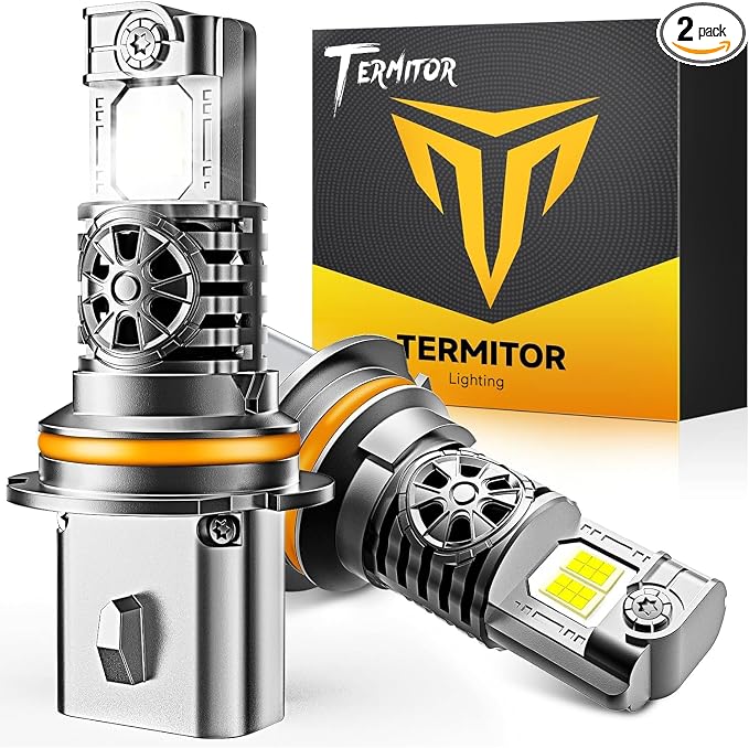 Termitor Latest Upgraded 9007 HB5 Light Bulb high/low beam, 50000LM 1000% Super Bright, 70000+ Hours Service Life, 6500K Cool White, 1:1 Halogen Replacement Driving Light Bulbs, Plug N Play, Pack of 2