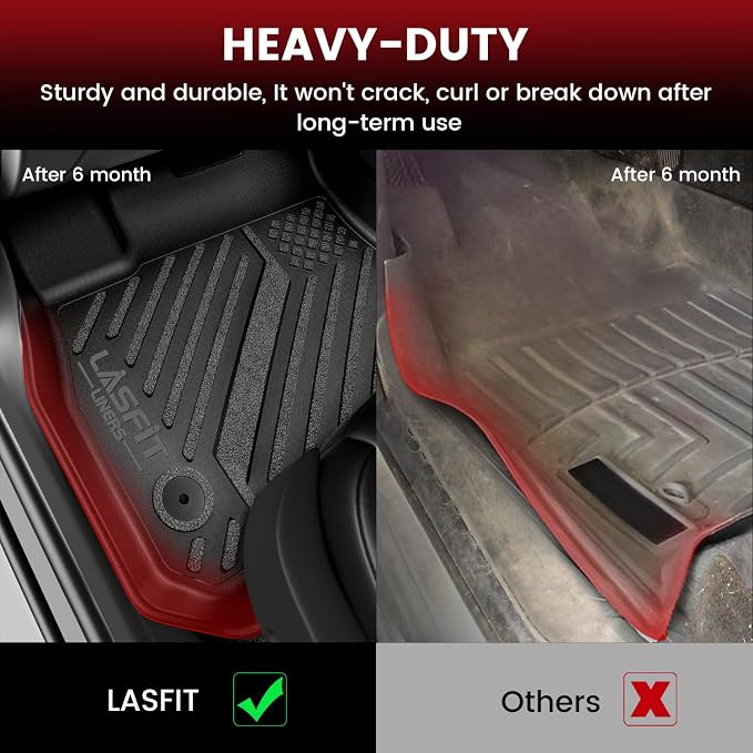 LASFIT Floor Mats & Cargo Liner for Chevrolet Malibu 2016-2025 Car Mats (Not Fit Hybrid), All Weather TPE Custom Fit Floor Mats for Cars, 1st and 2nd Row Car Floor Mats for Malibu Accessories Black
