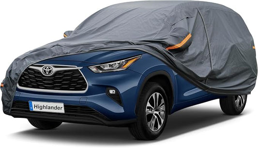 GUNHYI Premium Car Cover Custom Fit Toyota Highlander (2013-2026), 16 Layers Heavy Duty Car Cover Waterproof All Weather with Zipper Door for Sun Rain Snow Dust Uv Protection
