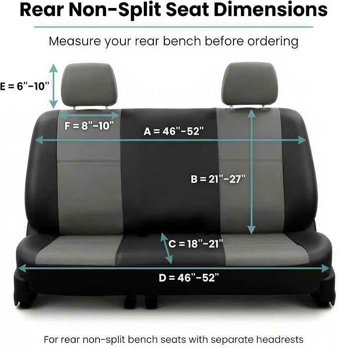 FH Group Car Seat Covers Classic PU Leather Split Bench Car Seat Cover – Universal Fit for Cars Trucks & SUVs (Black/Gray)