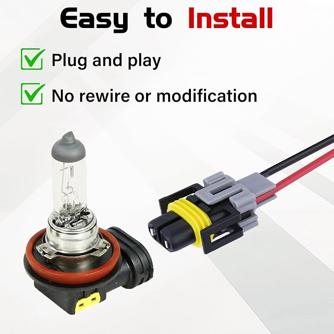 2 PCS Fog Light Connector Plugs Wiring Harness | H11 H9 H8 880 881 Headlights Female Adapter Wiring Harness Sockets, Waterproof Pigtail Adapter Plug for Headlights Fog Lights
