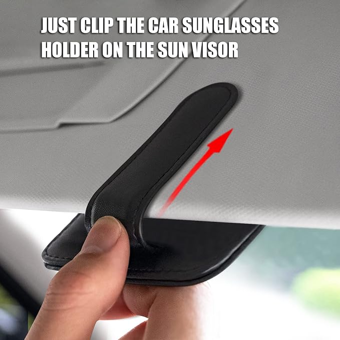 2 Pack Leather Car Visor Sunglass Holder, Magnetic Leather Glasses Eyeglass Hanger Clip for Car, Sunglass Clip Glasses Holder for Car Visor（Black） | Leather Glasses Eyeglass Hanger Clip for Car, Sunglass Clip Glasses Holder for Car Visor