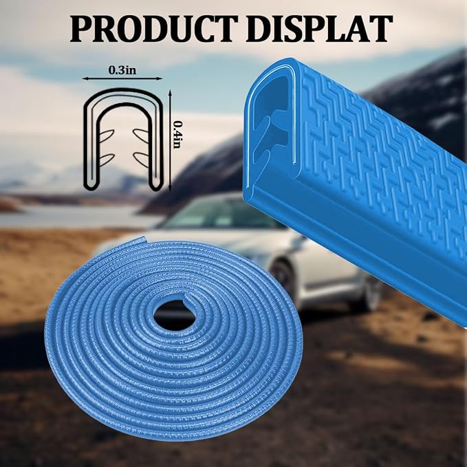 Car Door Edge Guards, 16.4FT U-Shaped Fade-Resistant Vehicle Edge Trim Seal Guard, No-Glue Design Automotive Door Entry Protector Strip, Universal Fit (Blue)