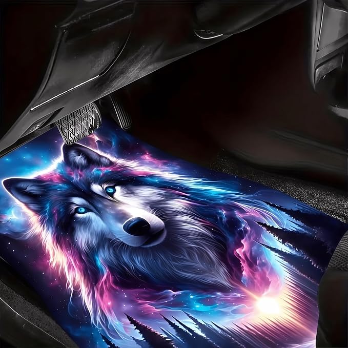 Universal Fit Car Floor Mats Set of 4Pcs, Colorful Mountain Wolf All-Weather Front Rear Car Carpet Mats, Non-Slip Car Floor Mat Car Accessories for Automotive Trucks SUV Sedans Vans