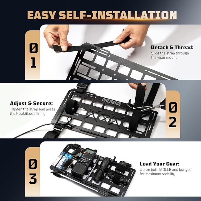 ONETIGRIS Rigid Car Sun Visor Organizer, Fiberglass Visor EDC Panel(2 Pack) | Features tactical MOLLE webbing for overhead EDC storage. Heavy-duty vehicle organizer ideal for trucks, SUVs, and Jeeps.