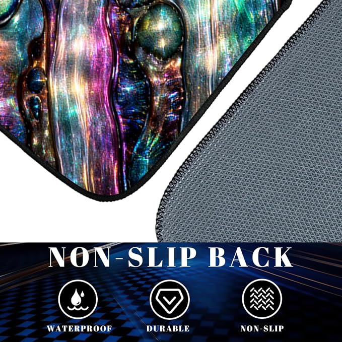 Abstract Car Floor Mats Set of 4 Iridescent Holographic Marble Flow Automotive Foot Mats Rugs Carpet for Car Non-Slip Auto Car Accessories Universal Fit for Car SUV Truck Van