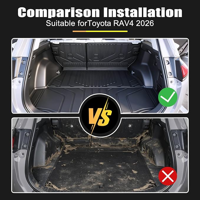 Floor Mats&Cargo Liner for 2026 Toyota RAV4 Hybrid,(Suitable for Hybrid Version) Full Set Car Floor mats with Cargo Liner,All Weather TPE Accessories for 2026 RAV4