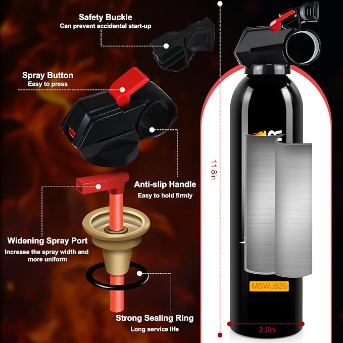 12Pack Car Fire Extinguisher for Home A, B, C, K Fire Spray with Mount | 620ml Emergency Survival Extinguisher for Vehicle, Car, Boat, Truck & Office, Versatile Fire Protection