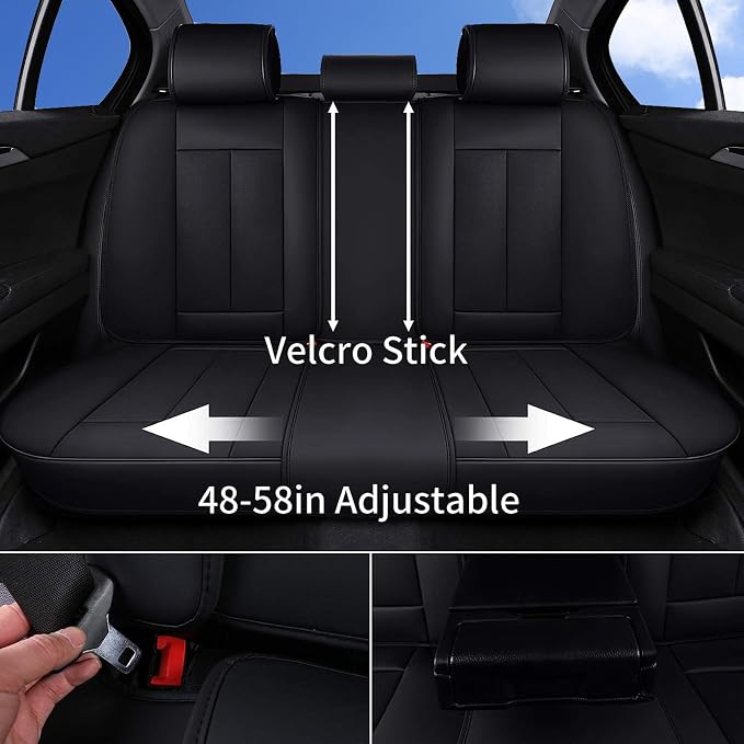 Coverado Car Seat Covers, Seat Covers for Cars, Waterproof Leather Auto Seat Protectors, Leather Car Seat Cushion, Car Interiors Accessories Universal Fit for Most Cars