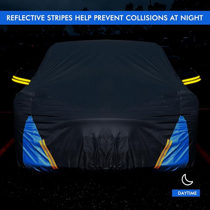 Car Cover Waterproof All Weather, 6 Layers Outdoor Full Exterior Cover Rain Sun UV Snowproof Protection with Zipper Cotton, Mirror Pocket for Ford F-150 Raptor