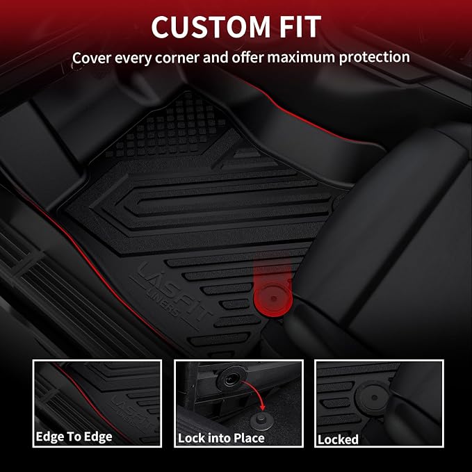 LASFIT Floor Mats 2019-2026 for Chevrolet Silverado/GMC Sierra 1500, 2020-2026 2500HD 3500HD, Only Without Rear Underseat Storage Box, Only Bucket Seat/Crew Cab (Not for Regular/Double Cab)