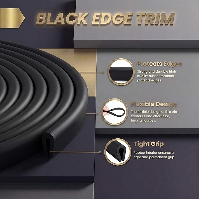 Tondiamo Rubber U Channel Edge Trim, Door Seal Strip, Fits Edge up to 1/8 Inch (3.2mm) U Shape Weather Stripping(10.01 Feet, 1/8 Inch, Black)