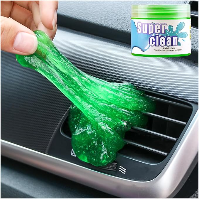 Car Cleaning Gel, Vehicle Dust Detailing Putty Slime Cleaner Kit for Air Vent, Reusable Automotive Interior Detail Clean Mud Removal Tool, Universal for SUV Sedan Truck (Green)