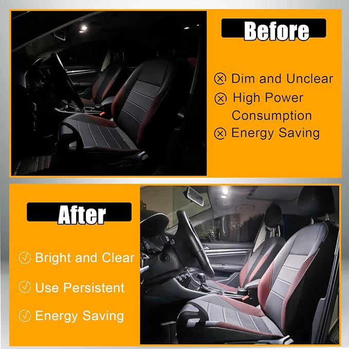 QuicTO LED Interior Light Set, 24 Pieces, White, Compatible with Most Vehicles
