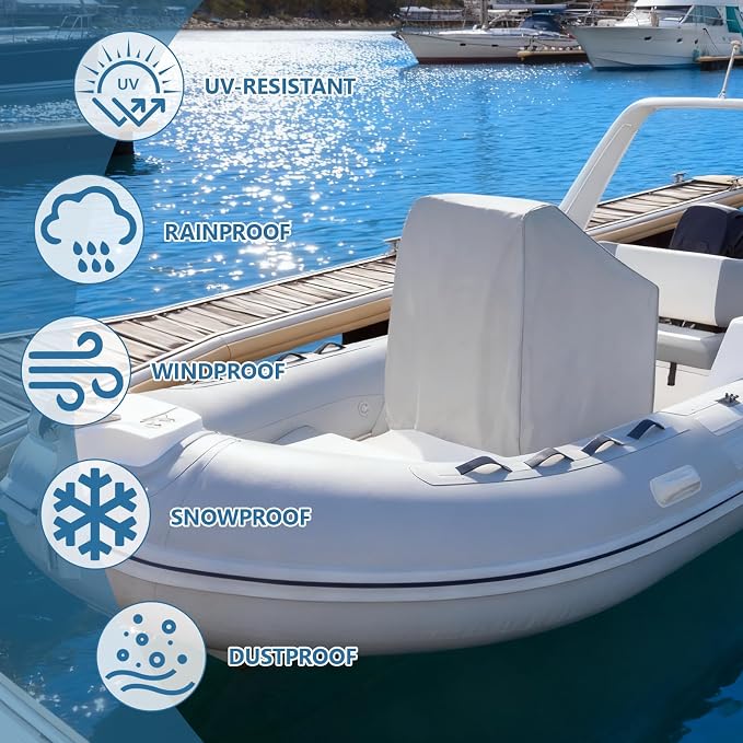 Boat Center Console Cover, 600D Marine Grade Polyester Canvas, Waterproof, Grey (Medium Size up to 40" W 30" L 44" H)