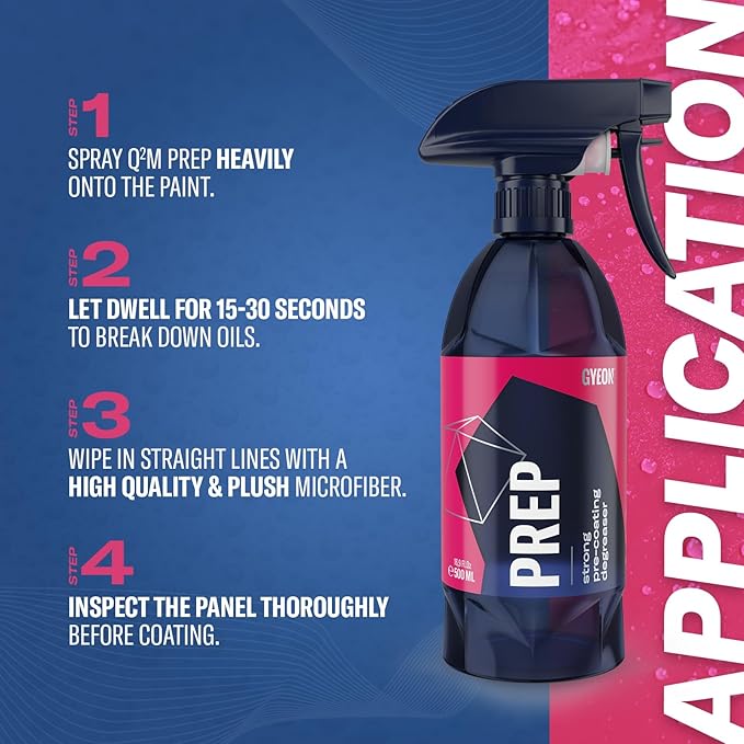 Gyeon Prep Paint Cleaner and Degreaser for Ceramic Coating Installs 500ml | Pre-coating surface cleaner strips oils and wax residue from paint so ceramic coatings bond correctly and last longer.