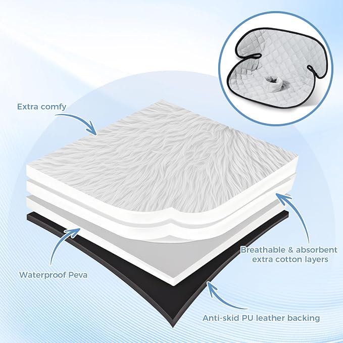2 Pack Waterproof Piddle Pads, Potty Training Car Seat Protector & Reusable Liner – Non-Slip, Leak-Proof Cover for Car Seats, Strollers, High Chairs, Machine Washable (Grey)