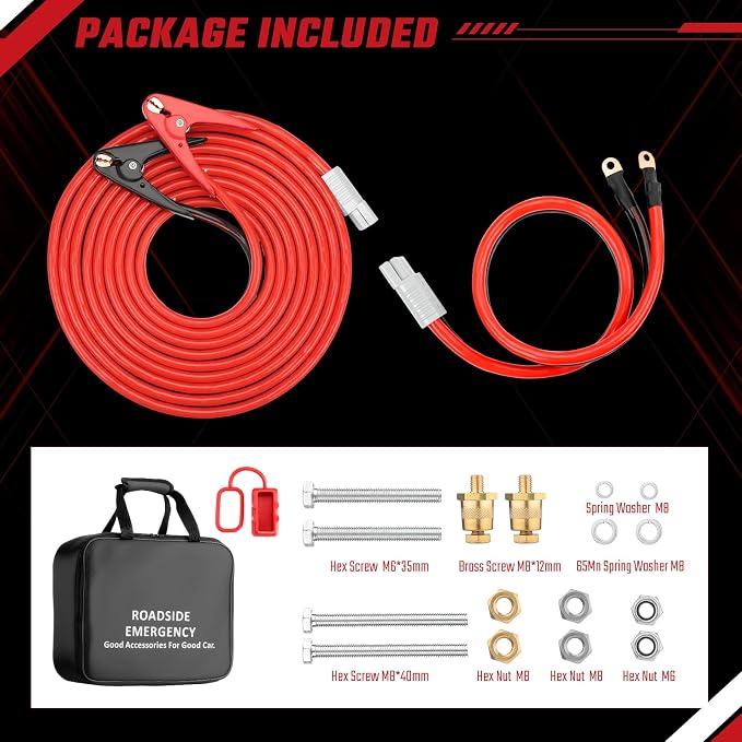 Heavy Duty Booster Jumper Cables, 25 Feet 1000A 1 Gauge Automotive Booster Cables with Quick Connect Plug Jumper Cables Kit for Car, SUV, Trucks, RV up to 8-Liter Gasoline