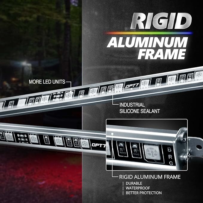 OPT7 Aura Pro RGB Aluminum Truck Underglow Kit with App & Remote Control | Waterproof Rigid Light Bars, Multicolor Music Sync Lighting, Exterior Offroad Lights, Pickup Trucks & Jeeps Accessories, 12V