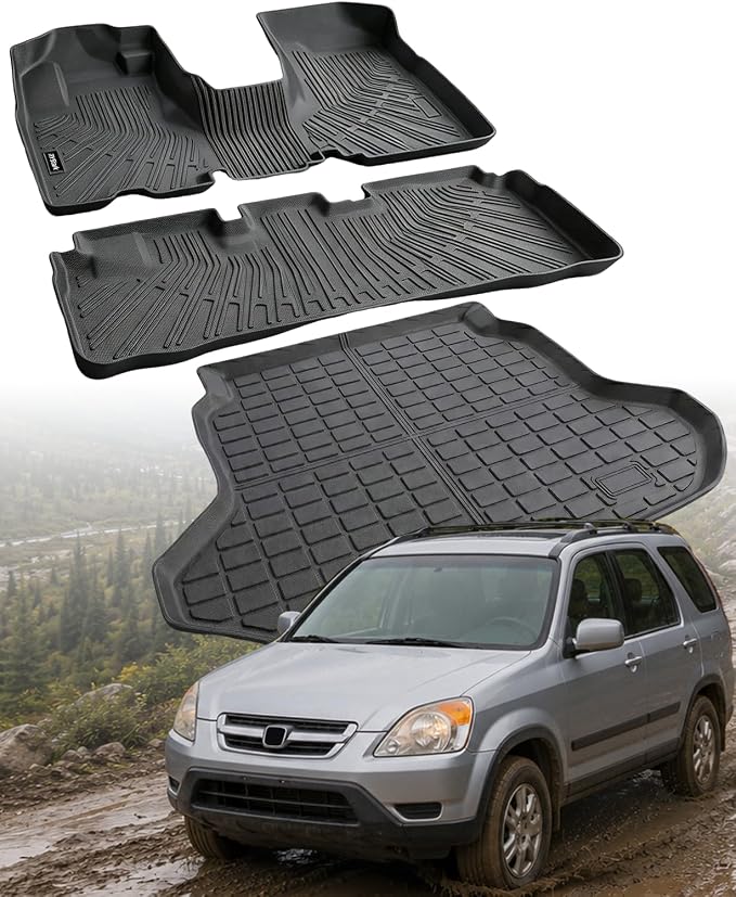 Compatible with Honda CRV 2002-2006 (Not Fit Manual transmissions) Floor Mats & Cargo Liner,All Weather Protection TPE, Anti-Slip Floor Liner Compatible with CRV 2002 2003 2004 2005 2006 Accessories