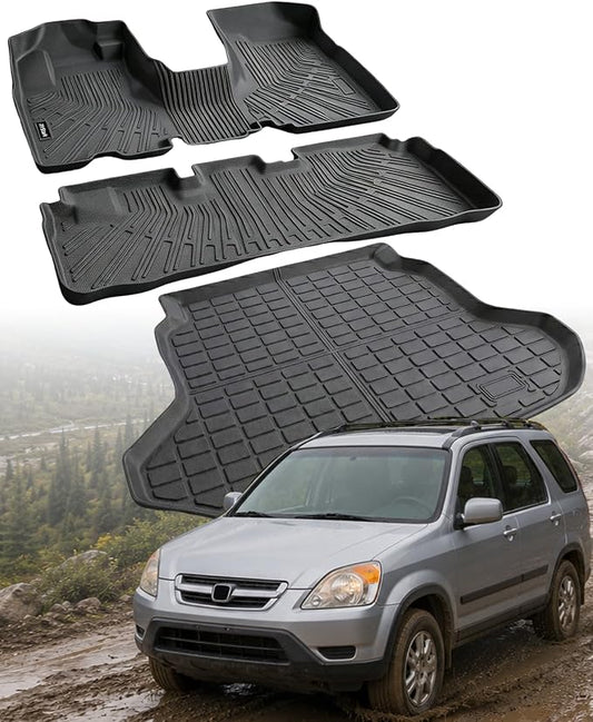 Compatible with Honda CRV 2002-2006 (Not Fit Manual transmissions) Floor Mats & Cargo Liner,All Weather Protection TPE, Anti-Slip Floor Liner Compatible with CRV 2002 2003 2004 2005 2006 Accessories