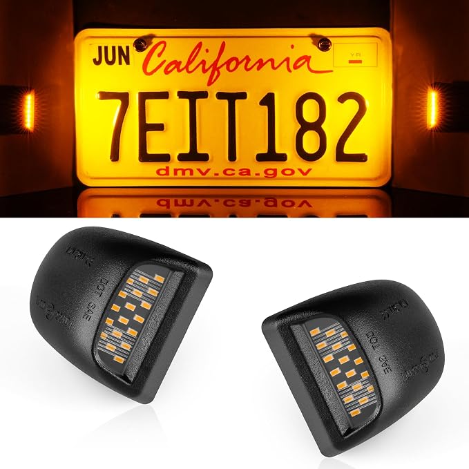 LivTee LED License Plate Light Assembly, Tag Light Fits Chevy Silverado 1500 2500 3500 1999-2013, Tahoe, Suburban, Fits GMC Sierra, Yukon XL, Cadillac Escalade, Car Accessories, Amber