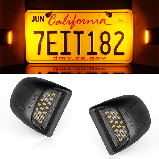 LivTee LED License Plate Light Assembly, Tag Light Fits Chevy Silverado 1500 2500 3500 1999-2013, Tahoe, Suburban, Fits GMC Sierra, Yukon XL, Cadillac Escalade, Car Accessories, Amber