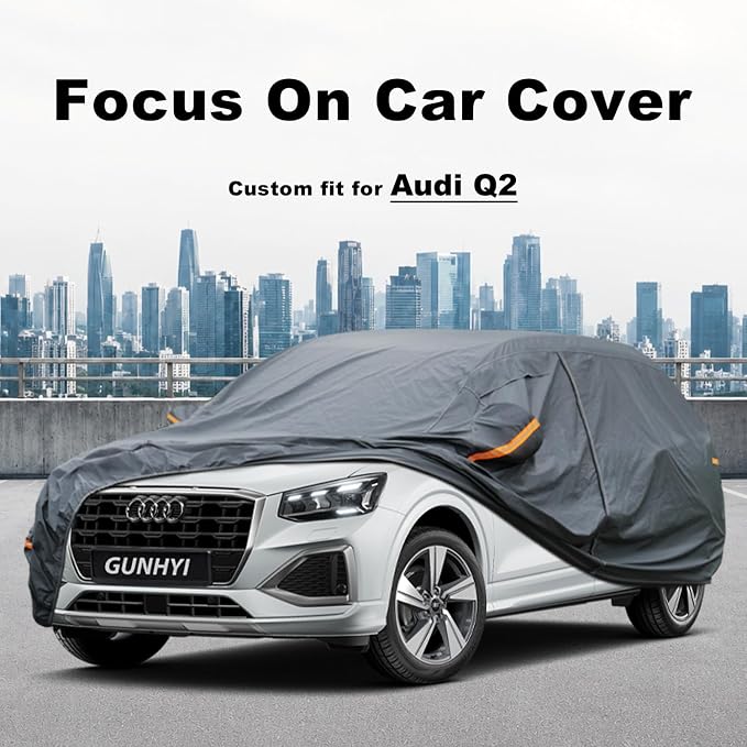 GUNHYI Premium Car Cover Custom Fit Audi Q2/SQ2, 16 Layers Heavy Duty Car Cover Waterproof All Weather with Zipper Door for Sun Rain Snow Dust Uv Protection