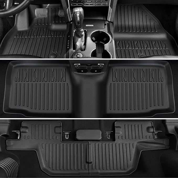 Floor Mats for Ford Explorer 2015-2019, All Weather Floor Mats Trunk Cargo Liner and Door Sill Guards Accessories, Full Coverage Set (Fit 7 Seats)
